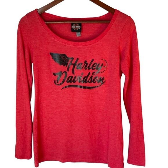 Harley Davidson Red Long Sleeve Tee Medium  New Hampshire, Laconia, Bike Week - Picture 1 of 12